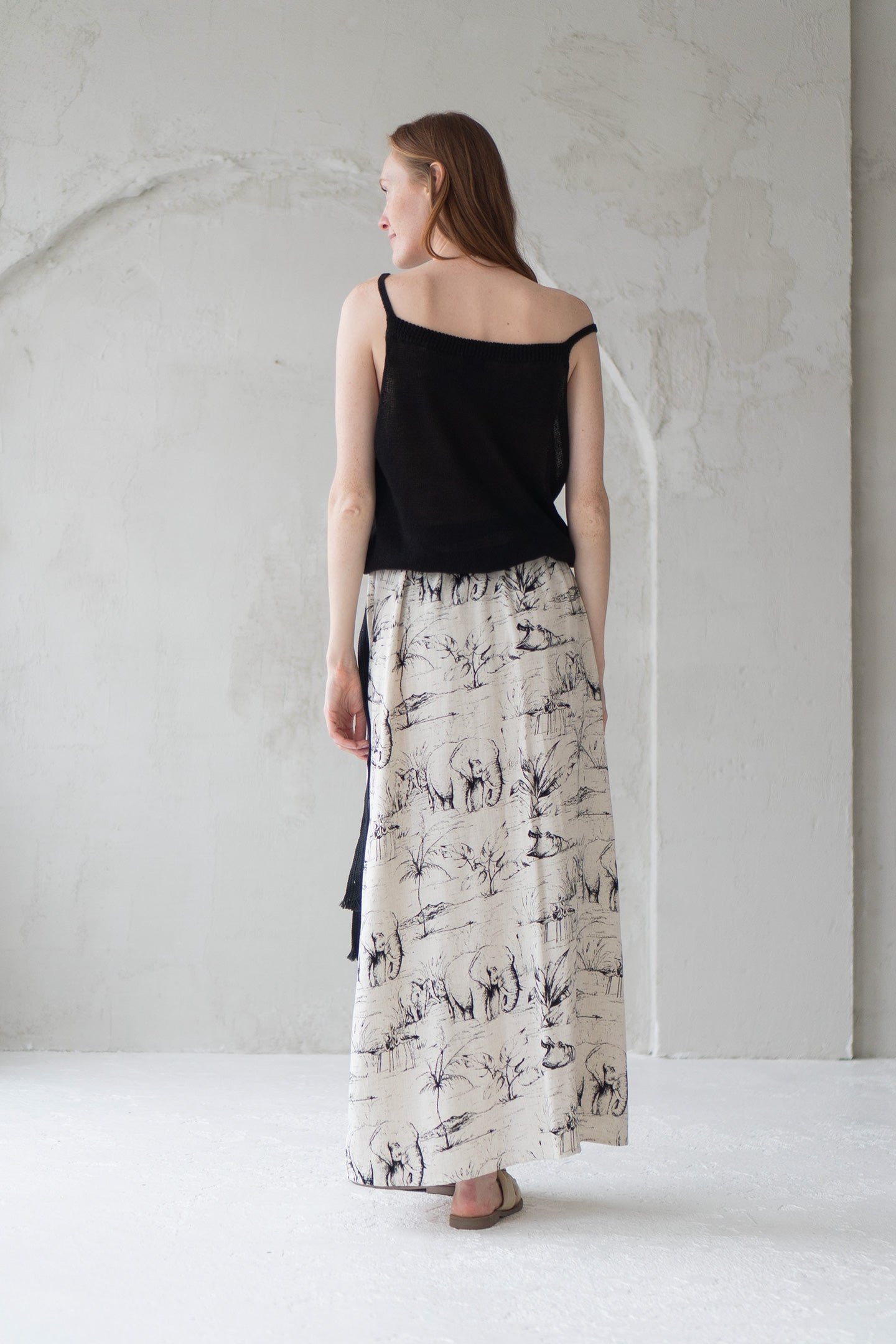 linen dress skirt safari print