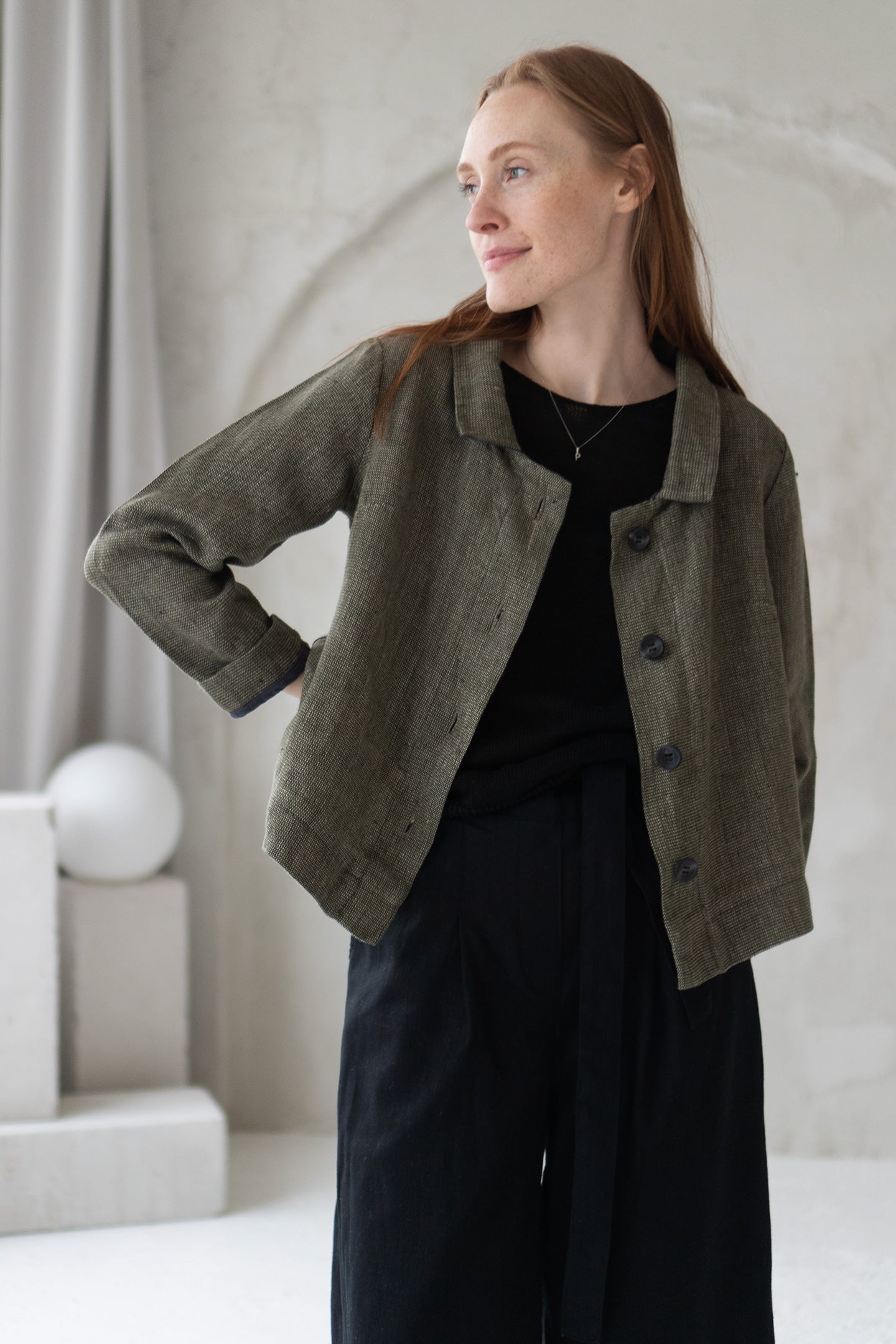 khaki linen jacket