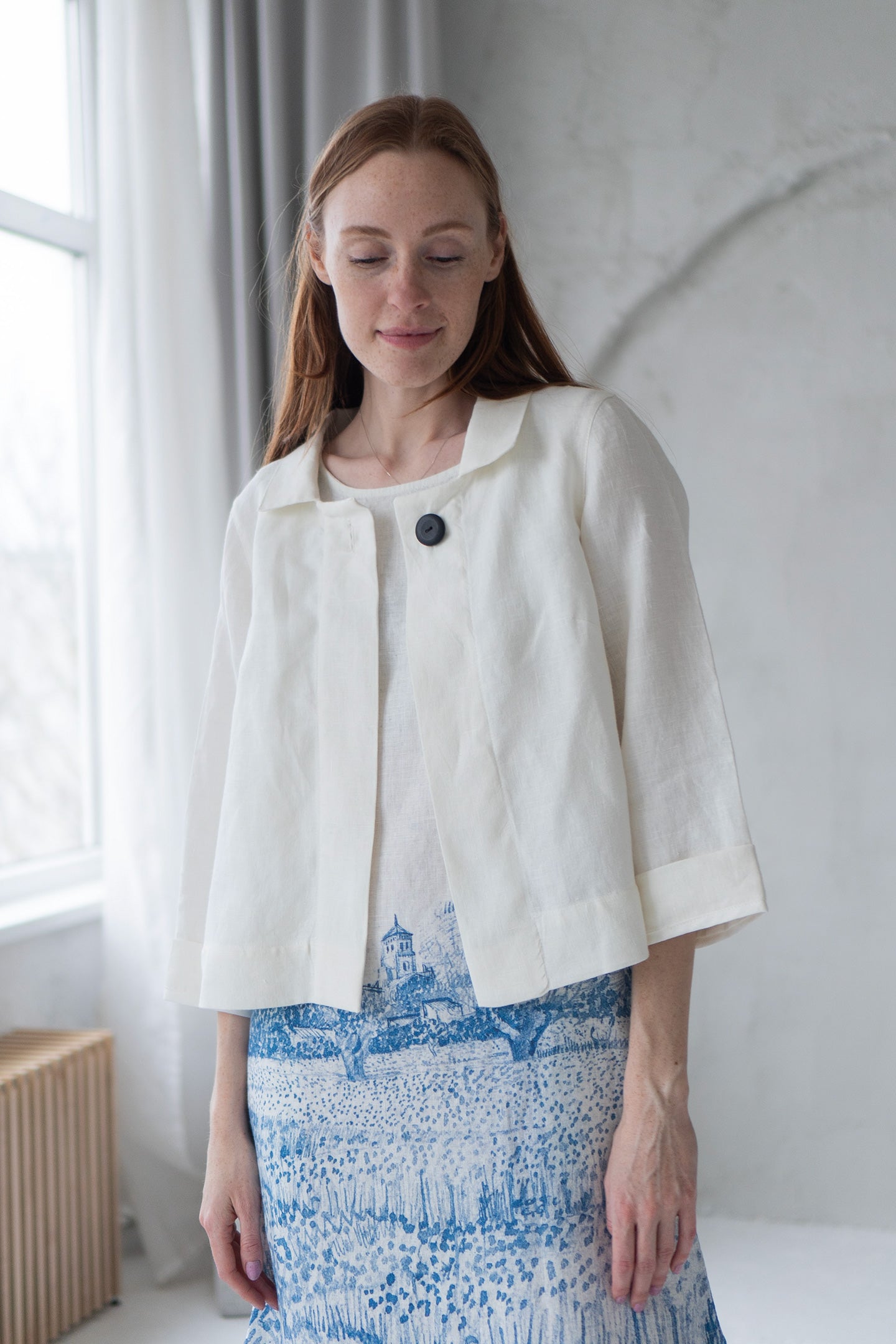 white linen jacket