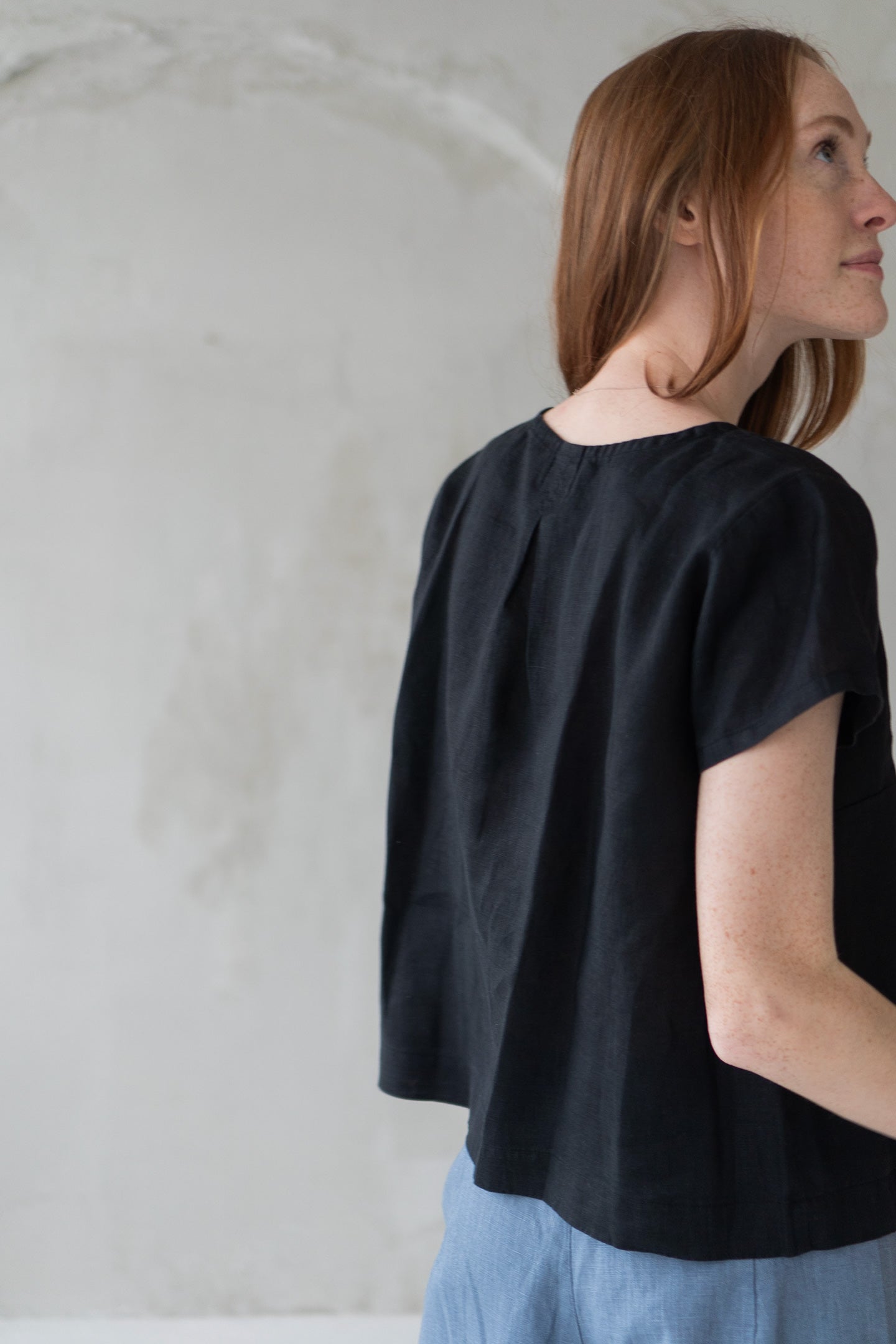 black linen blouse