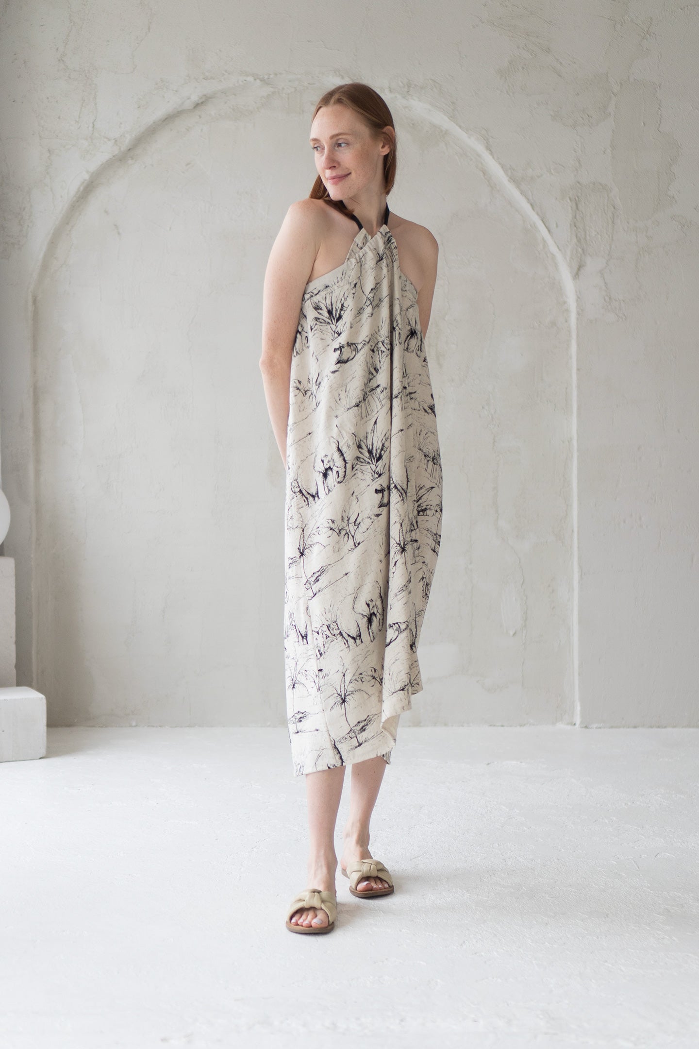 linen dress skirt safari print