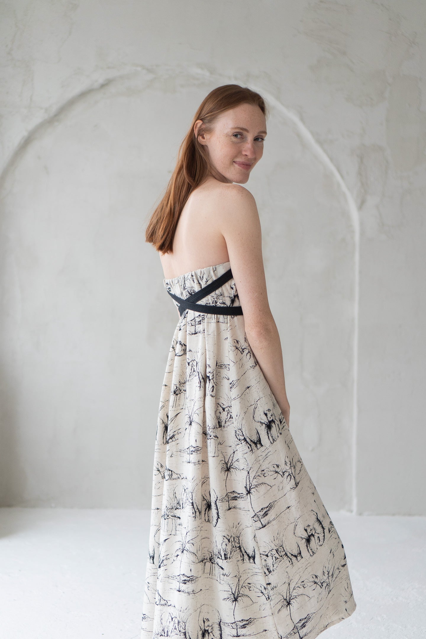 linen dress skirt safari print