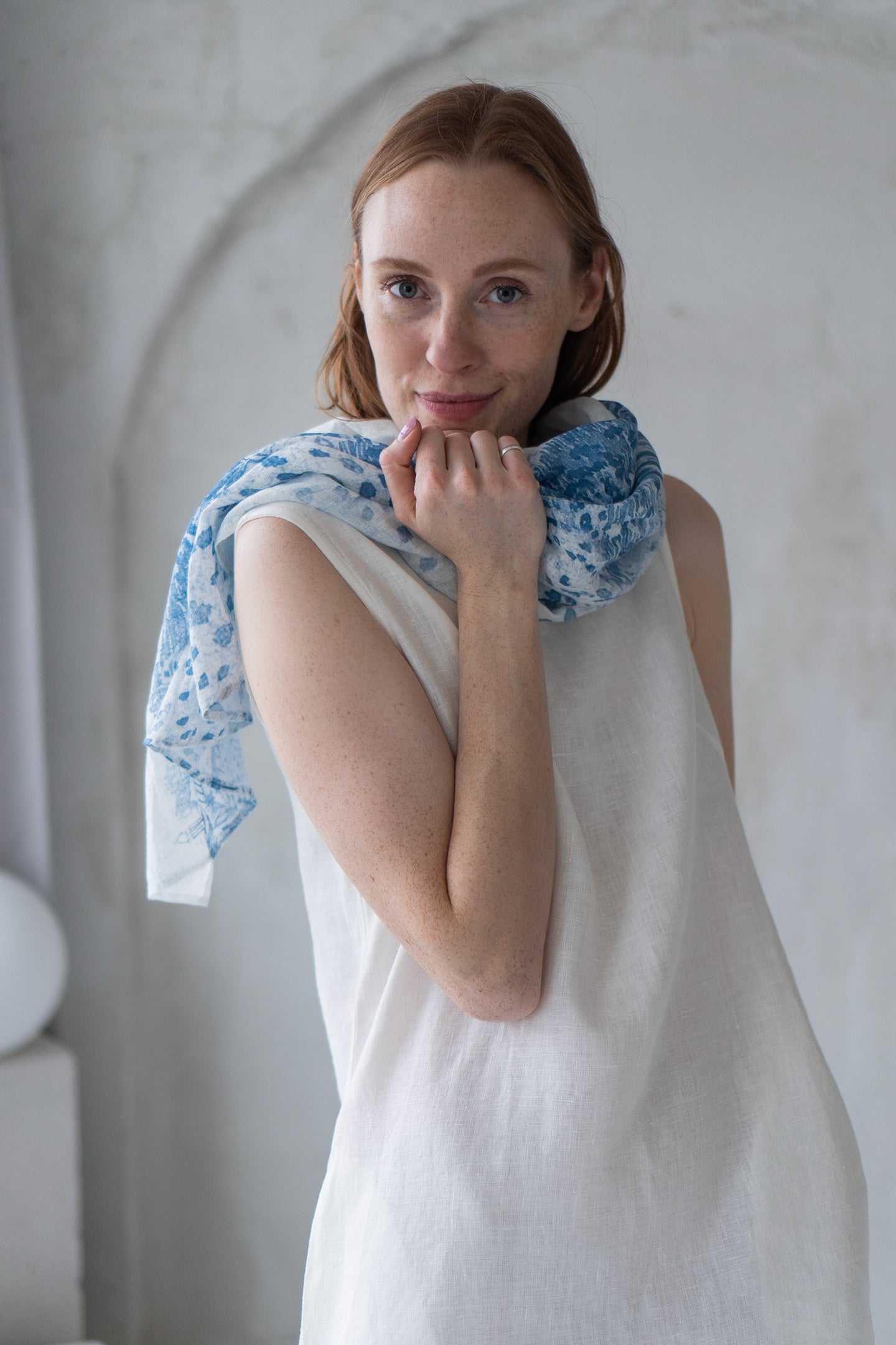 Linen scarf with provence print