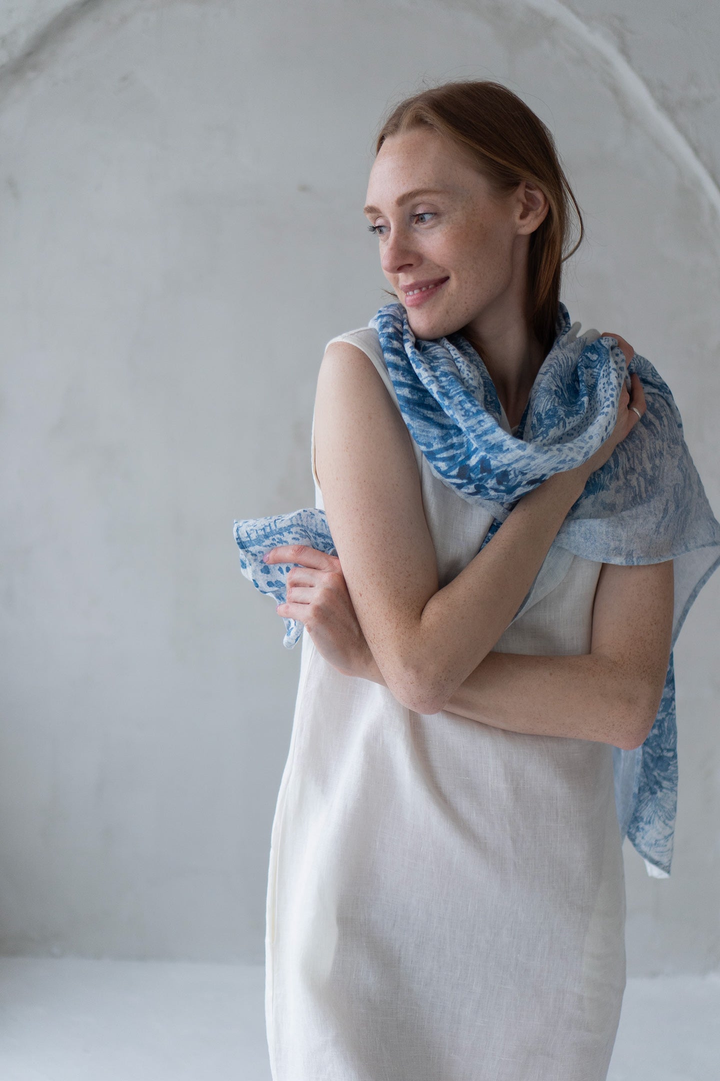 Linen scarf with provence print