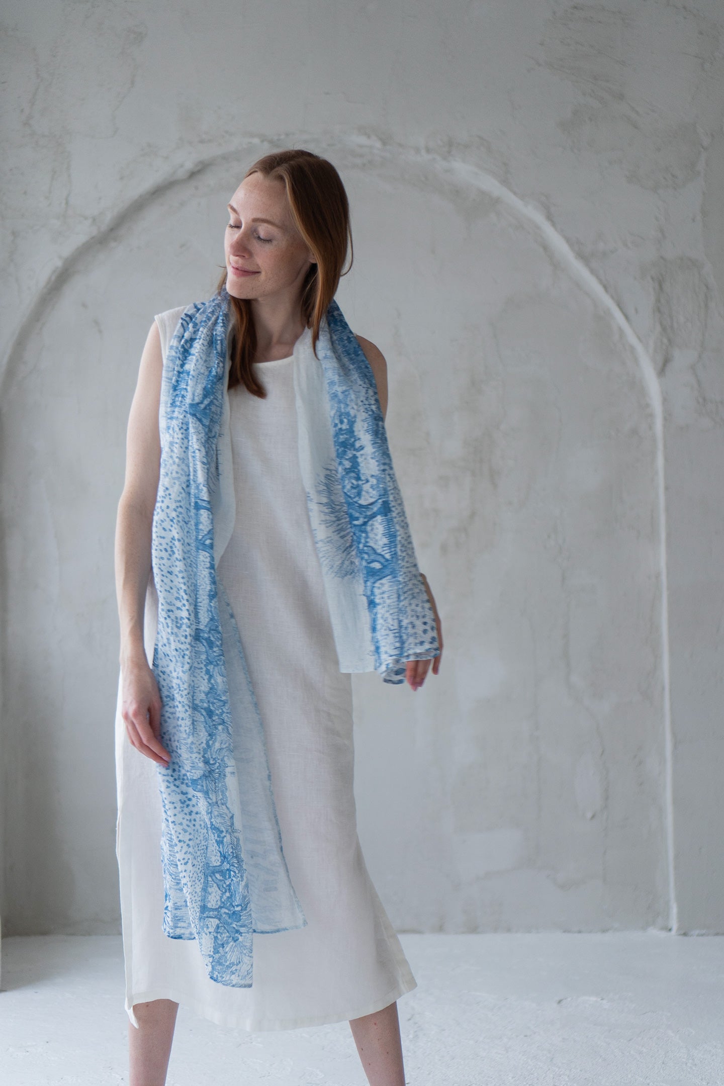 Linen scarf with provence print