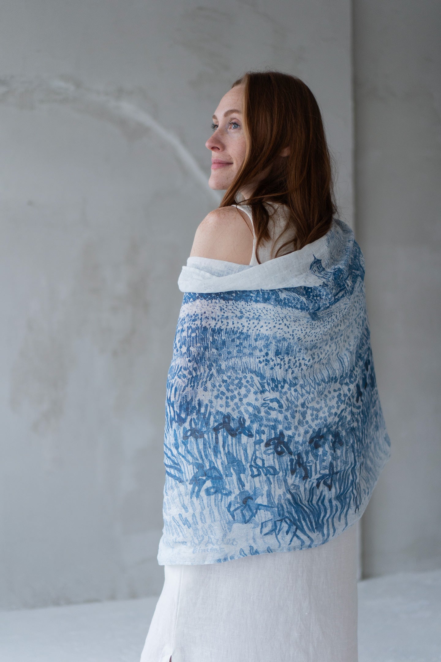 Linen scarf with provence print