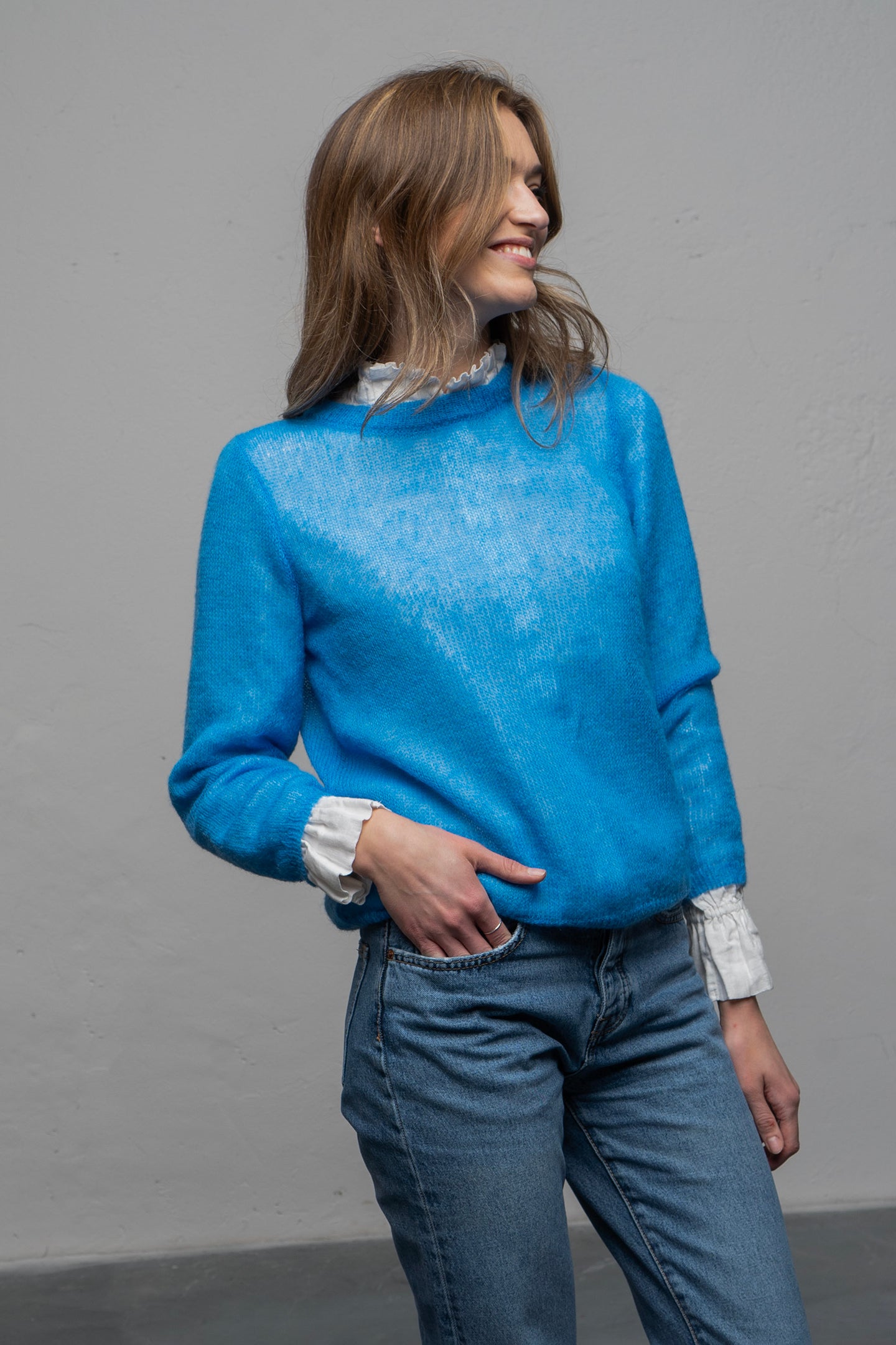 moheros megztinis mėlynas